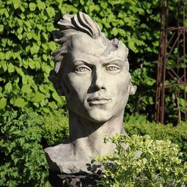 M�nnliche B�ste f�r den Garten aus Steinguss - Vitus / Antikgrau