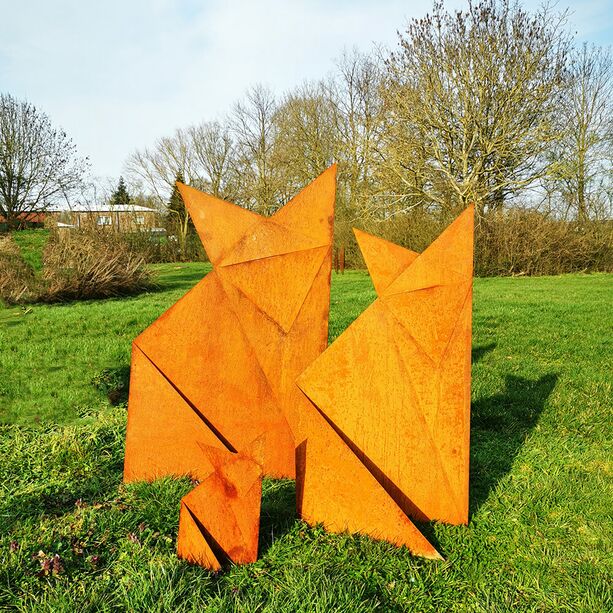 Origami Skulptur Fuchs in Rostoptik fr den Garten - Fuchs Elias / 40x23cm (HxB)