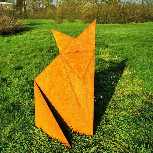 Origami Skulptur Fuchs in Rostoptik fr den Garten - Fuchs Elias / 100x52cm (HxB)