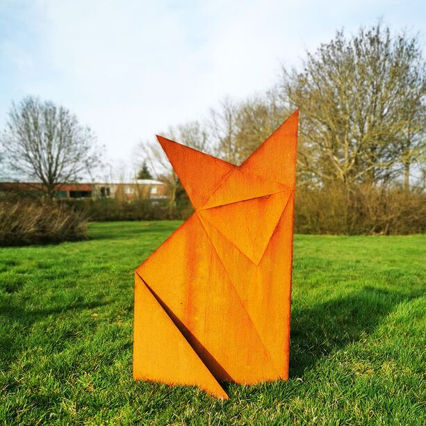 Origami Skulptur Fuchs in Rostoptik fr den Garten - Fuchs Elias / 125x73cm (HxB)