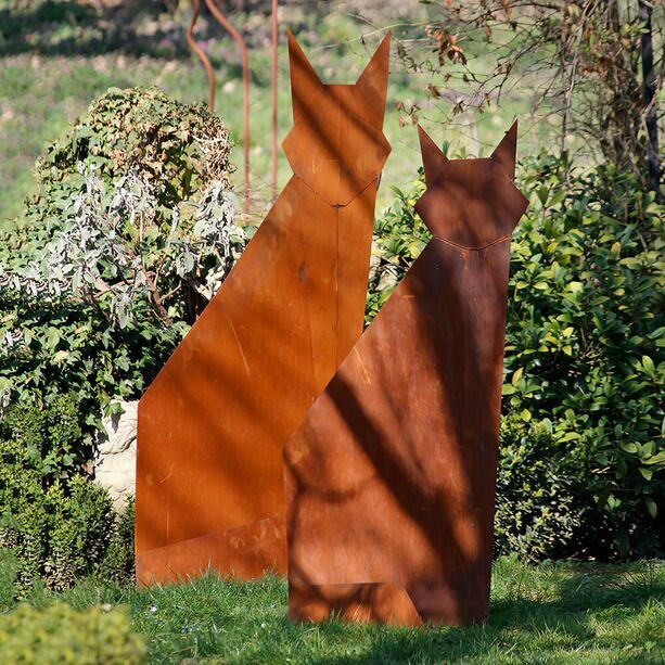 Wetterfeste Katzenfigur fr den Garten aus Rost Metall - Katze Dorea / 125x70cm (HxB)