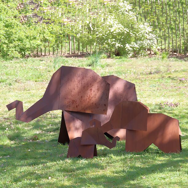 Origami Elefanten Figur aus rostigen Metall f¸r drau&sbquo;en - Elefant Ino / 100x180cm (HxB)