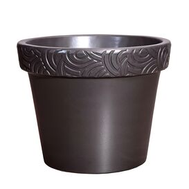 Blumenk�bel f�r drau�en aus Steinzeug - Mit Verzierung - Anthrazit - Rund - Inka Nubes Niger / 29x35cm (HxDm)