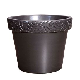 Blumenk�bel f�r drau�en aus Steinzeug - Mit Verzierung - Anthrazit - Rund - Inka Nubes Niger / 32x40cm (HxDm)