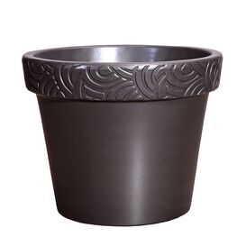 Blumenk�bel f�r drau�en aus Steinzeug - Mit Verzierung - Anthrazit - Rund - Inka Nubes Niger / 51x55cm (HxDm)