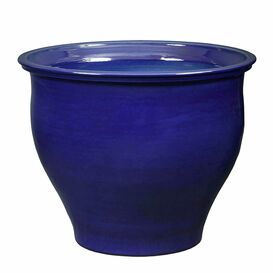 Winterfester Pflanztopf aus Steinzeug - Blau - Rund - Mater Azur / 33x37cm (HxDm)
