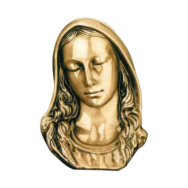 Nach unten blickende Bronze-Madonna als Wandrelief - Madonna Iderin