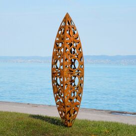 Florale Gartenplastik in Zapfenform aus Metall - Umperano / Stahl - Rost