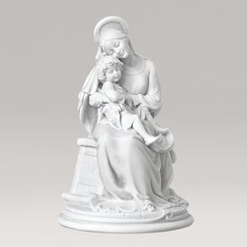 Sitzende Gartenstatue Madonna mit Kind - Marmorguss -...