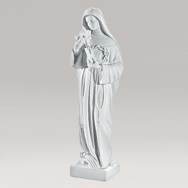 Marmorguss - Klassische Gartenfigur Mutter Jesu - Madonna mit Kreuz