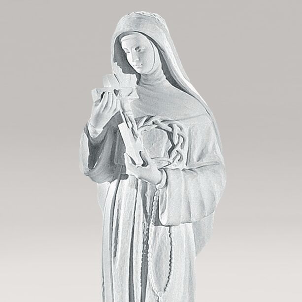 Marmorguss - Klassische Gartenfigur Mutter Jesu - Madonna mit Kreuz
