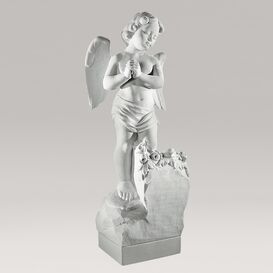 Engel Gartenstatue mit Rosenstrau aus Marmorguss -...