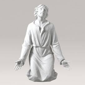 Jesusstatue im Gebet aus Marmorguss - Kniender Jesus