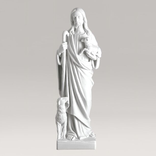 Kunstvolle Skulptur Jesu fr den Garten aus Marmorguss - Jesus als Hirte