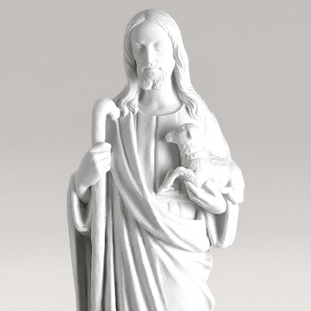 Kunstvolle Skulptur Jesu fr den Garten aus Marmorguss - Jesus als Hirte