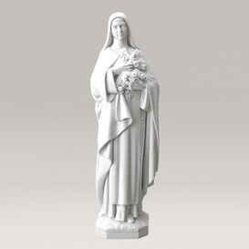 Heilige Maria Gartenstatue mit Blumen - Marmorguss -...
