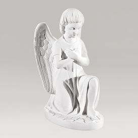 Gartenfigur - Stilvoller Engel aus weiem Marmorguss -...
