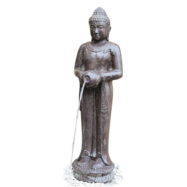 Stehende Buddha Figur mit Gef aus Steinguss als Wasserspiel - Santai