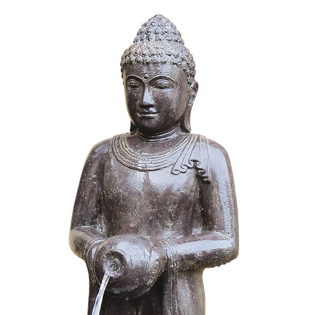 Stehende Buddha Figur mit Gef aus Steinguss als Wasserspiel - Santai