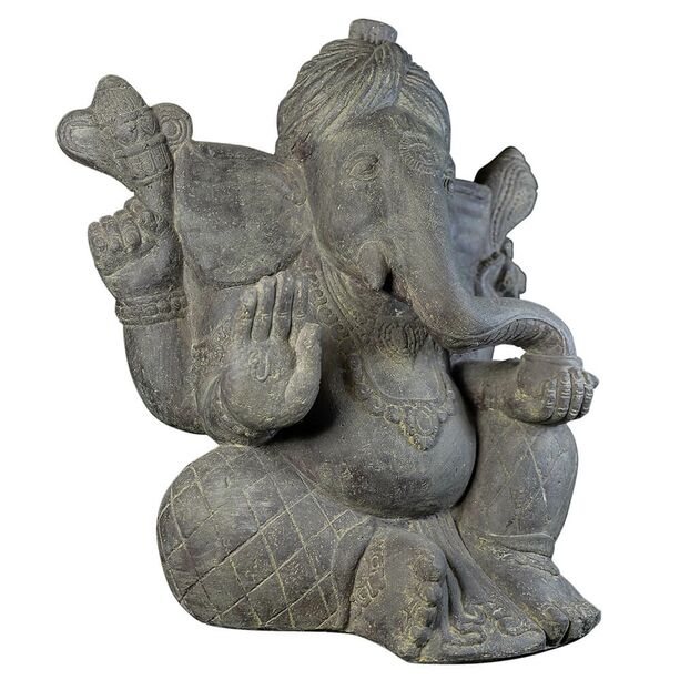 Sitzende Steinguss Elefanten Figur - Ganesha - Tharangi