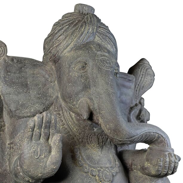 Sitzende Steinguss Elefanten Figur - Ganesha - Tharangi