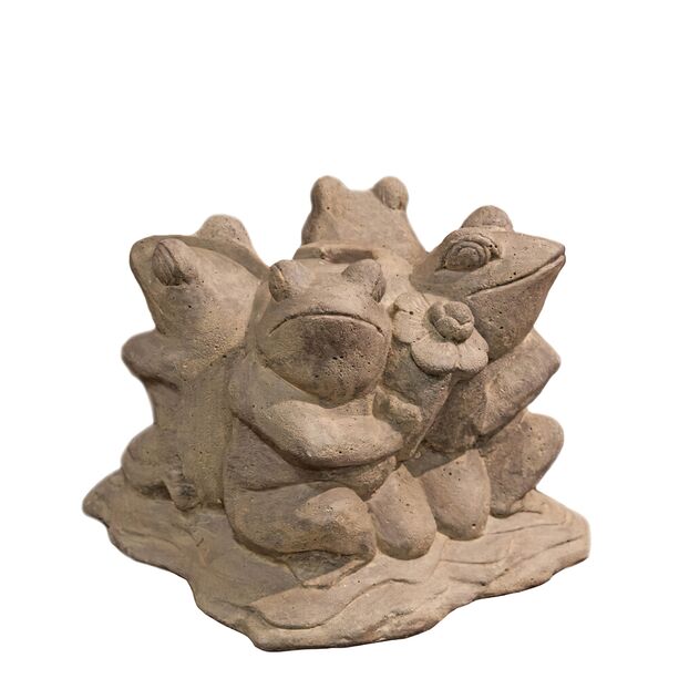 Kunstvoller Schirmständer aus Steinguss mit vier Froschfiguren - Ketut