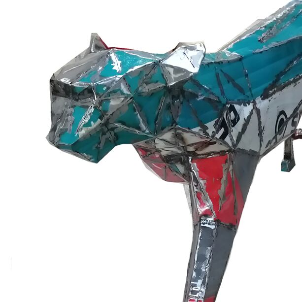 Gehende Panther Dekofigur aus recycelten Ölfässern - Kimon