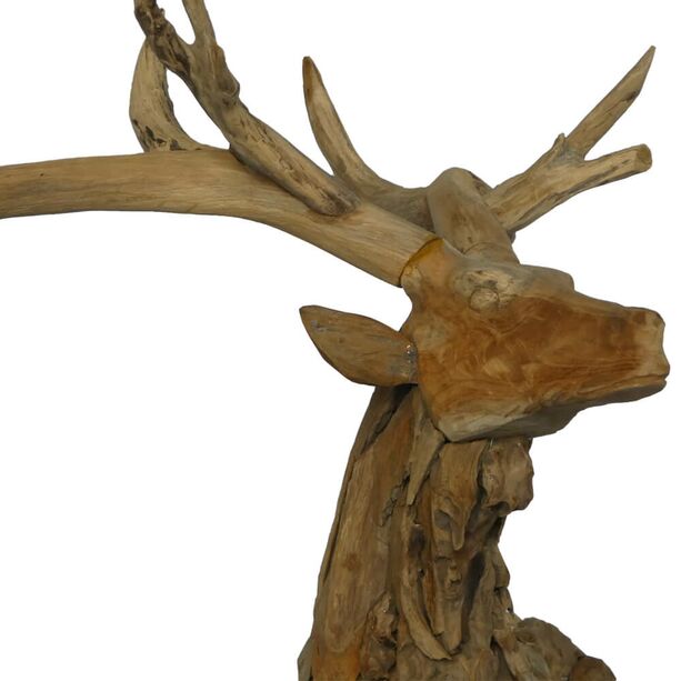 In Handarbeit geschnitzte Hirsch Skulptur aus Teakholz - Keana