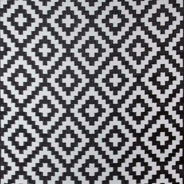 Großer Outdoor Teppich für die Terrasse in schwarz-weiß - Anela