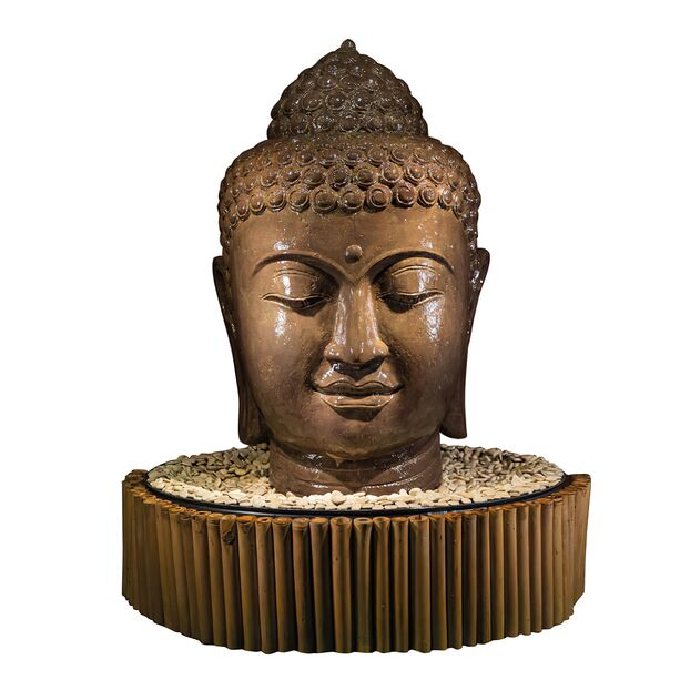 Buddha Kopf Wasserspiel Komplett Set mit Pumpe und Becken - Yuda