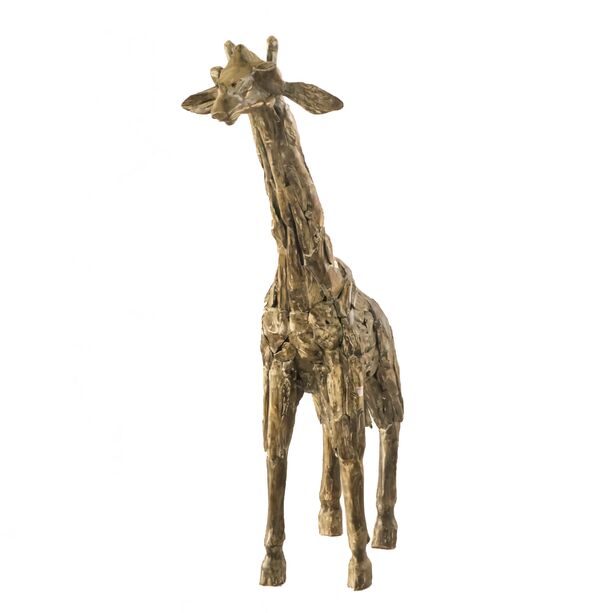 Einzigartige Giraffen Gartenfigur aus Teak Holz - Alya