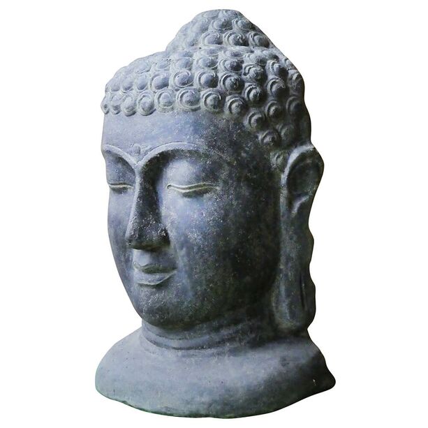 Steinguss Buddha Kopf mit geschlossenen Augen für draußen - Domingus