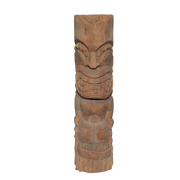 In Handarbeit geschnitzte Tiki Holzfigur mit Gesicht als Dekoration - Madeh