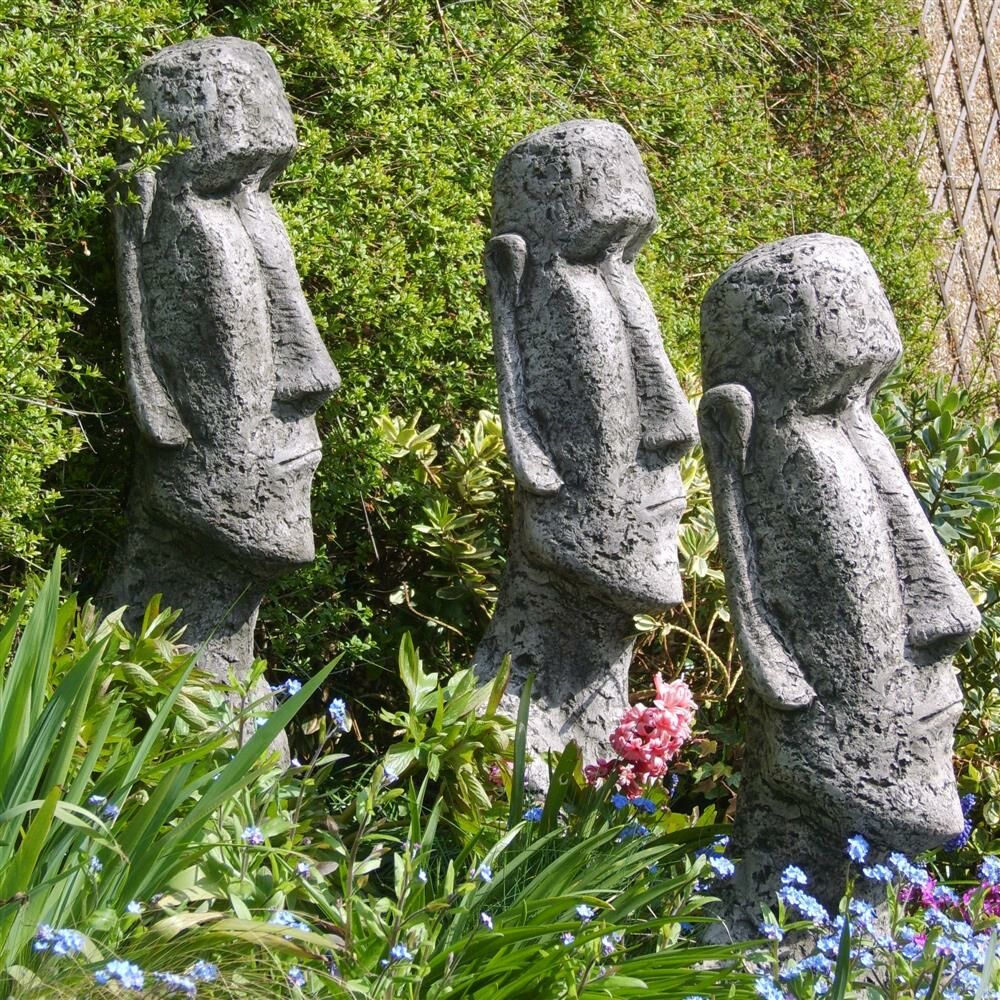 *NEU*: Deko-Figur “Moai Head” aus Steinguss, grau