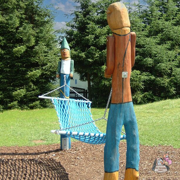 Outdoor Hngematte an Gestell aus geschnitzten Holzfiguren - Hngematte Burgfrulein und Knappe