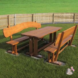 Gartenmöbel-Set aus Eiche - Gartentisch und Holzbänke -...
