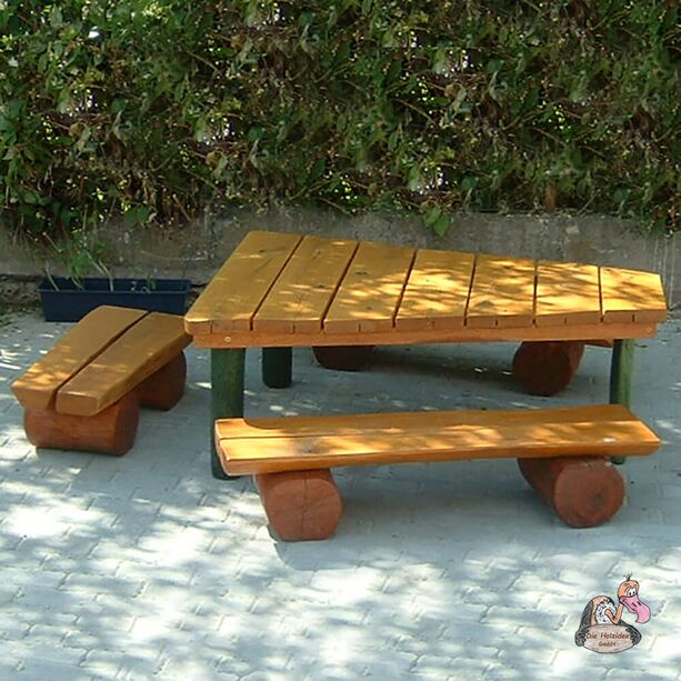 Gartenmöbel Set für Kinder aus Holz - Tisch und Gartenbänke - Sitzgarnitur Zwergenland