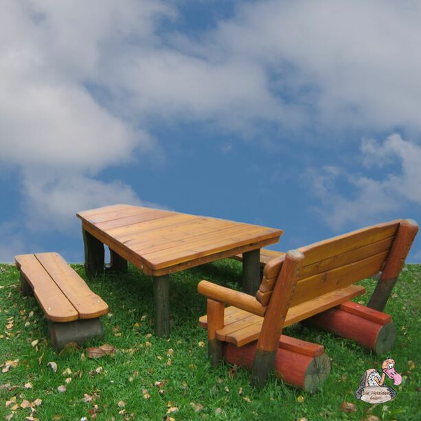 Gartenmöbel Set für Kinder aus Holz - Tisch und Gartenbänke - Sitzgarnitur Zwergenland