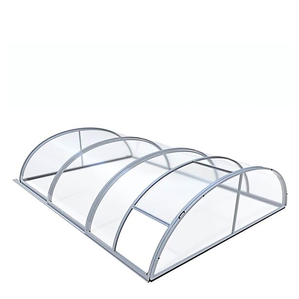 Vormontiertes Seriendach für Pools - rechteckig - Aluminium & Polycarbonat - abschließbar - Serpentinit