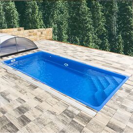 Garten Pool - rechteckig - breite Eckstufen - Glas-Verbundbecken - Komplettset  - Bora Bora Saphir / Hellblau