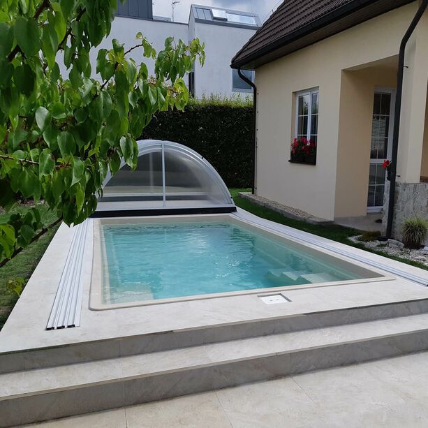 Swimming Pool fr den Garten -  320x600cm - mit 2 Treppen - Komplettset - Glas-Verbundbecken - Ahunui Trkis / Dunkelblau