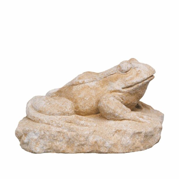 Kleine Froschfigur auf Felsen aus Steinguss für den Garten - Ufudo
