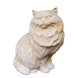 Gartenfigur Katze mit Langhaarfell aus Steinguss - Ikati