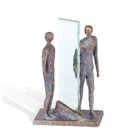 Dekorative Bronzeskulptur mit Glasscheibe - Trennung