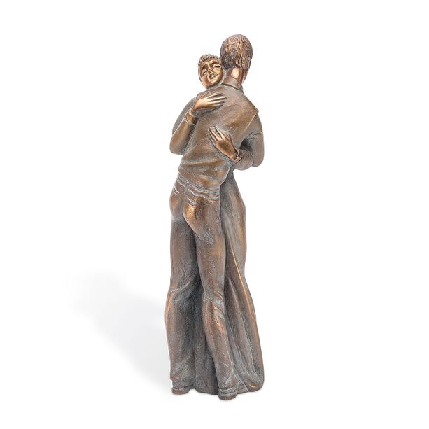 Stilvolle Metall Skulptur mit Sockel - Umarmung zwischen Junge und Mdchen - Amplexia