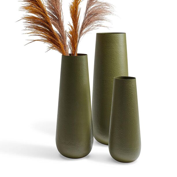 Runde Vasen für draußen aus Aluminium in Grün im 3er Set - Louis Set Grün