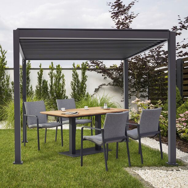Moderner Anthrazit Gartenpavillon aus Aluminium mit Lamellendach - Elegono