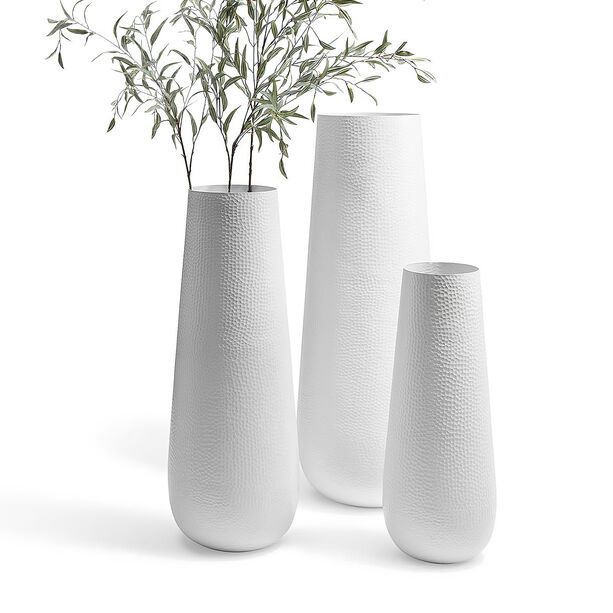 Weiße Outdoor Vase aus Aluminium - modern & rund - Louis Weiß