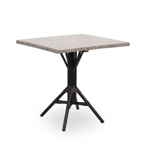 Quadratischer Outdoor Bistrotisch aus Aluminium mit Tischplatte in Granit Optik - Kaffeetisch Nordin