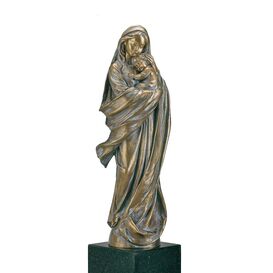 Stehende Madonnaskulptur aus Bronzeguss mit Jesuskind -...